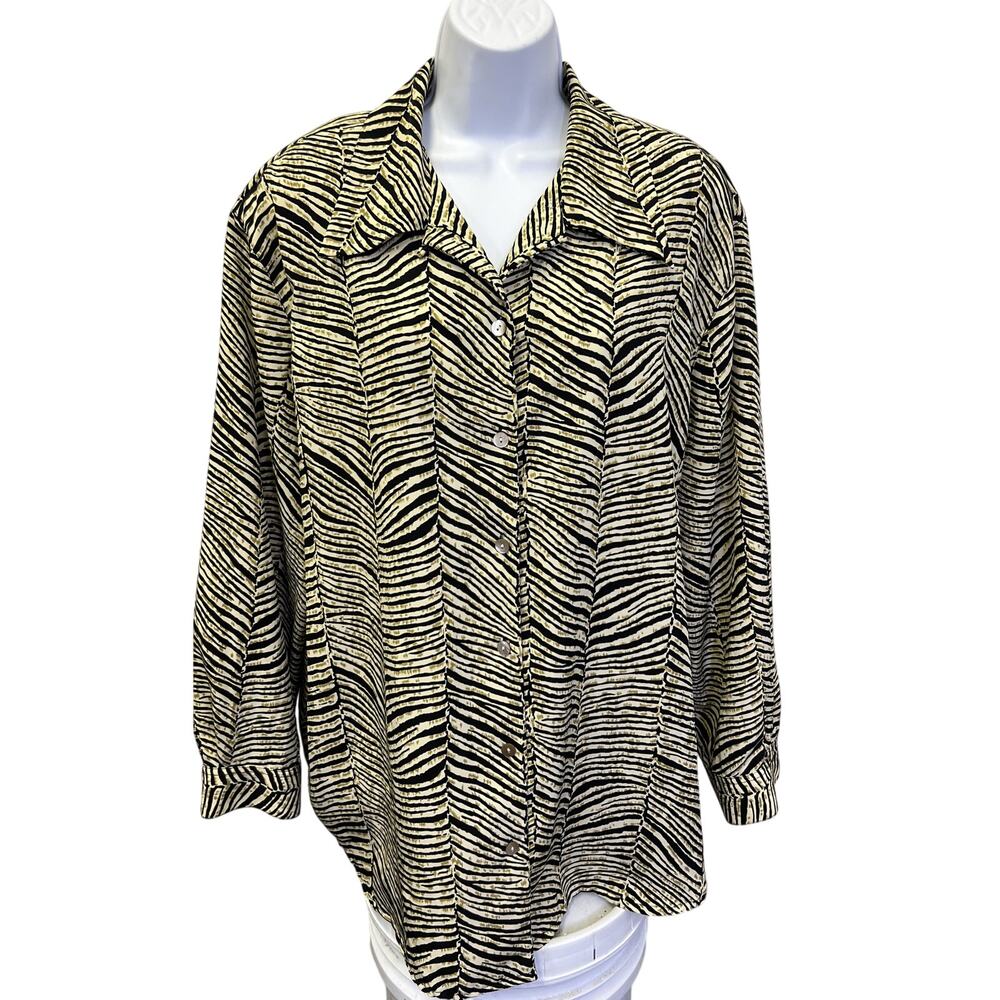 🖤 Jordan Woman US 18 Womens Zebra Print Button Front Blouse Lightweight Top